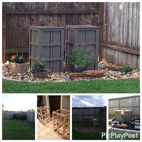 dress up outside electrical box|landscaping to hide utility box.